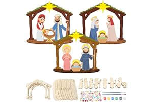 MONCAP 12pz Addobbi Natalizi Gesù Nascita Craft 13.3x3.4x11.6cm Nascita Ornamenti in LegnoDecorazione Natalizia Presepe NascitaDecorazioni Natale Legno-per Addobbi Natale Epifania