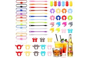 Yamitora 59 Stück Glasmarkierer Glas Markierung Trinkgläser Silikon Glasmarker buntes Weinglas Marker Weinglasmarkierer Wein Marker für Champagnerglas Weinglas Trinkglas Martini Gläser