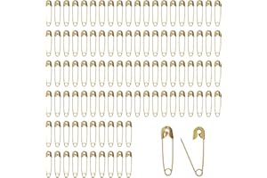 DBOO 100 Pieces Safety Pins - Mini Pins 18mm Brass Metal Sewing Art Craft Size Tiny Tag Dress Pin (Gold)