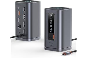 ‎BASEUS Baseus Stacja dokująca Spacemate Series 11 w 1 stacja dokująca 3 monitory z 2 x HDMI 1 x DP 4K @ 60 Hz, 3 x USB-A/C 10 Gb/s, 1 Gbps Ethernet, 100 W PD, kompatybilna z laptopem