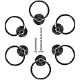 Bonsicoky 6Pcs Round Ring Drawer Pulls Matte Black Ring Handle Knobs for Cabinet Drawer Dresser Cupboard Wardrobe, Single Hole