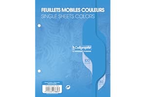 Calligraphe 7882C Un Paquet de Feuillets Mobiles Perforés Bleus sous Film (une Marque de Clairefontaine) - 17x22 cm - 100 Pages Grands Carreaux - Papier 80 g