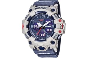 SMAEL Men's Watches Military Sports Outdoor Waterproof Wrist Watch Multi Function Tactics LED Date Alarm Digital Analog Watches