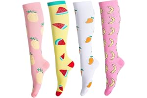 LEOSTEP Compression Socks for Men & Women (4Pair) Non-Slip Long Tube Stocking Ideal for Running,Nurse,Travel,Flight, Pregnancy,20-30 mmHg