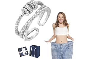 DINNIWIKL Jansio Threanic Triple-Spin Ring, Jansio Ring, Jansio Triple-Spin Ring, Feelief Self-Soothing Ring, Feelief Zirconica Triple Fidget Ring, Adjustable Moissanite Spinner Ring for Women (Silver)