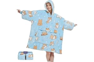 Wenlia Duża bluza z kapturem dla dorosłych, koc Sherpa, bluza z flanelu, gigantyczna pluszowa bluza z kapturem z kocem z kapturem, ciepła bluza o uniwersalnym rozmiarze, pasuje do mężczyzn, kobiet