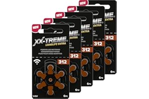 XX-Treme Longlife Extra Hörgerätebatterien Typ 312-30 Stück Hörgeräte Batterien konzipiert für höchste Leistung – Pack mit 5 Blistern à 6 Hörgerätebatterien – PR41 Farbcode braun 1,45 Volt
