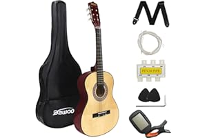 Dawoo Guitare Classique De 36 pouces, Kit De Guitare Naturelle Pour Débutants/Enfants, Guitare Acoustique, Y compris Un étui à Guitare (couleur bois)