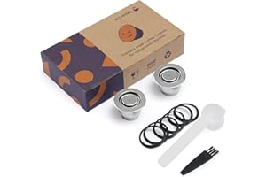 RECAFIMIL Tazza per capsule di caffè ricaricabile, capsule di caffè in acciaio inox per Nespresso, compatibile con la macchina da caffè Nespresso (2 tazze + 5 O-ring in silicone di ricambio)