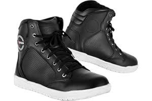 PROFIRST LACE UP - ZIP FREE 100% Genuine Leather Waterproof Motorbike Boots Short Ankle Touring Motorcycle Shoes Casual Racing Sports Touring Cruise | Full Black