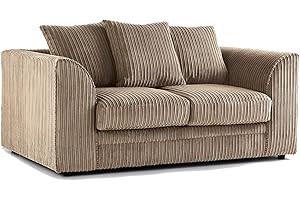 SOFASELECTIONUK LTD Sofa Selection’s Jumbo Cord Scatter Back 2-Seater Sofa | Luxurious Scatter Back 2-Seater Sofa in Beige Soft Cord Fabric Elevate Your Space with a Compact yet Comfortable Seating (Beige, 2 Seater)