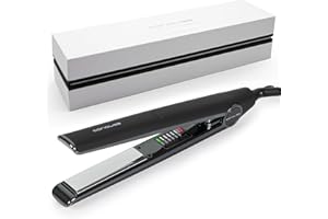 Corioliss C1 | Plancha del pelo Profesional | Placas de titanio | Alisado y Ondas | Temperatura ajustable 120º-235º | Calentamiento 20 seg | Con funda de Viaje |Black Chrome