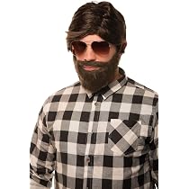 Perruque Avec Barbe Boland Dude Brune - Déguisement Enterrement Vie Garçon, Carnaval, Halloween