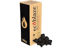 Ecoblaze Restaurant Grade Lumpwood Charcoal Box - 1 x 10kg - Charcoal, Easy to use, Ideal fuel, Perfect for BBQs, Portable Barbecues, Charcoal BBQs, Smokers & More