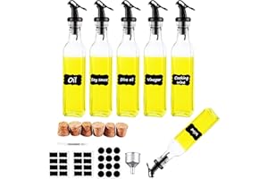 FDGAUCA Elagel Distributeur d'huile apporte 6 bouteilles d'huile de 250 ml, bouteille d'huile d'olive, avec bec verseur d'huile/bouchon de vin/étiquettes/marqueur/entonnoir