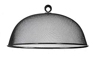 EASNEA Copertura rotonda per alimenti, in rete metallica, riutilizzabile, protezione per alimenti, a cupola, copertura per alimenti, tende da picnic, copertura per torte, per cucina, cibo, verdure (nero, 30