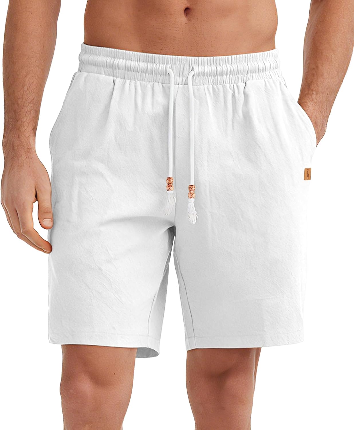 SwissWell Pantalones Cortos Hombre de Lino Bermudas Hombre Verano Casual Pantalón Corto Playa Vacaciones Shorts con Cintura Elástica y Bolsillo