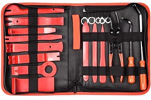 19Pcs Auto Audio Trim Removal Tool Set & Clip Plier Upholstery Fastener Remover Nylon Dash Door Panel Stereo