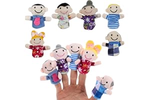 ARROMI 6 Pieces Finger Puppets for Toddlers, Cute Soft Doll Props Figures, Novelty Toys Gift for Kids, Family Hand Puppet Dolls, Character Puppets