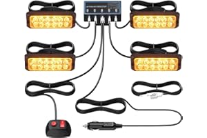 ‎JUSTECH Justech 12LED Warnlicht Frontblitzer Stroboskoplicht Warnleuchte 12V 24V Wasserdicht IP68 Notfall Warnung Beacon Blinklichter Blitzmodul Notfall Licht Achtung für Emergency, KFZ, LKW