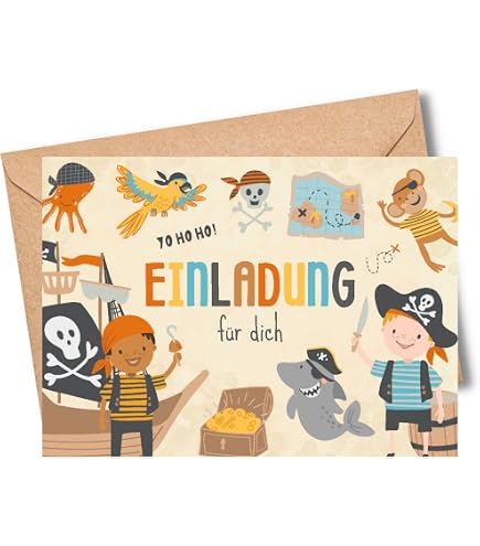 12 Piraten-Einladungskarten Für Den 6. Geburtstag – Inkl. Umschläge, Tüten & Aufkleber – Stabil & UV-veredelt – Made In Germany 12 Piraten-Einladungskarten Für Den 6. Geburtstag – Inkl. Umschläge, Tüten & Aufkleber – Stabil & UV-veredelt – Made In Germany