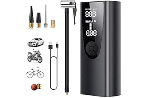 NOLYTH Tragbar Elektrische Luftpumpe Fahrradpumpe mit 6000mAh Akku Kompressor, 150PSI Akku Luftpumpe Luftkompressor mit LCD Digital Pressure Gauge & LED Light for Auto, Motorrad, Ball, Luftmatratze