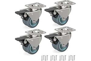 RAVN HAMAN 4X Heavy Duty Castor Wheels 50mm - Trolley Furniture Swivel Casters with Brake - Grass and Sand Suitable - 75mm Total Height - Industrial Castors up to 400kg