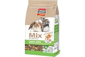 RIGA - Menu Mix pour Lapins Nains - Mix Vitaminé - A La Carotte - Graines, Céréales Et Légumes - Riche en Vitamines Et Minéraux - sans Colorant - Sain Et Équilibré - 3KG