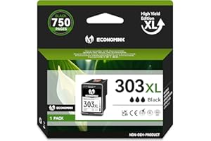 ECONOMINK Atrament 303 XL czarny, wysoka wydajność, do HP 303 czarny, tusz do drukarki HP Envy Photo 6232 6230 6220 7130 7134 6234 Tango X