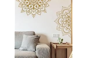 HGDESIGN® Wandtattoo Wandaufkleber Mandala Blau Schwarz (BxH) 78x40cm Wohnzimmer Schlafzimmer Wandsticker Wandbild Boho Style Flur Yoga Wanddeko (B)
