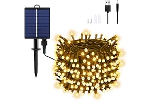‎DALUGO Dalugo Solar Lichterkette Aussen, 22M 200 LED Warmweiß Solarlichterkette Außen Wetterfest 8 Modi Outdoor Lichterkette Solar für Garten, Hof, Terrasse, Hochzeit Dekorationen