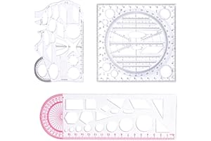 Zasjon righello plastica trasparente, 3 pezzi righello matematico righello disegno multifunzionale righello geometrico righello cerchio set righelli e squadre righello design per ufficio e scuola