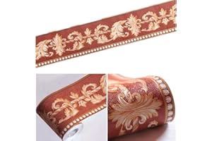 MEBOEM Elegant Brown Ranunculus Floral Molding Wallpaper Border Peel Stick Home Ceiling Decorative Border for Bathroom Living Room Kitchen 10cm by 5meters