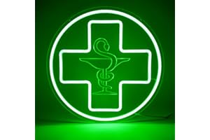 Flixyticy Enseigne Lumineuse Néon "Pharmacie" Pour Décoration Murale, Plaque de Porte LED avec Interrupteur à Intensité Variable pour la Décoration des Portes et Fenêtres des Pharmacie (Pharmacie)