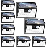 Luce Solare LED Esterno, [8 Pezzi/140 LED] Faretti Solari a Led da Esterno con Sensore di Movimento, 3 Modalità Luci Solari E