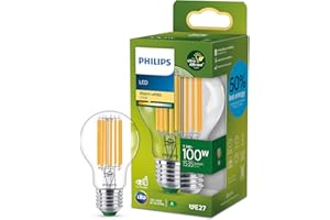 ‎PHILIPS Philips LED Classic ultraeffiziente E27 Lampe (100 W), LED Lampe mit warmweißem Licht, energiesparende Lampe mit langer Nutzlebensdauer, Energieeffizienzklasse A, Klar