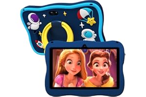 VASOUN 7 Inch Kids Tablet - Android 13 | 4GB RAM 32GB Storage | Parental Controls | Shockproof Case | 3500mAh Battery | WiFi & Bluetooth | Dual Camera | Child-Friendly (Blue)