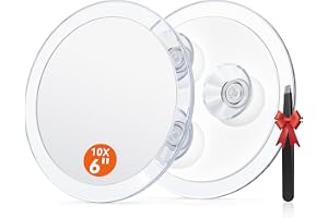 Auxmir 10 x förstoringsspegel, rund väggspegel med 3 sugkoppar, bärbar kosmetisk spegel för smink, rakning, hårborttagning av
