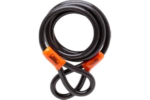 BURG-WÄCHTER Burg Wachter 122C Double Loop Vinyl Coated Multi-Stranded Braided Steel Cable, Black, 12mm x 2.1m