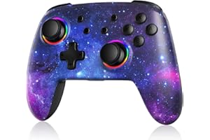 NexiGo Hall Effect Controller (No Drift, No Deadzone) with Hall Sensing Joystick for Switch/Switch Lite/OLED, Wireless Bluetooth Controller with Motion Control, RGB Light, Turbo (Cosmic Nebula)
