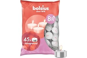 Bolsius D-light Lumini – In Sacchetto – 45 Pezzi - Cera Inodore - Durata: fino a 8 ore a lumino - Cera Vegana - Senza Olio di Palma - Candele Decorative - Senza Profumo