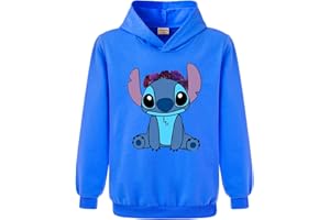 XPIALONG Unisex Kids Hoodies Blue Cat Printing Jumper Boy Girl Long Sleeve Hooded Top