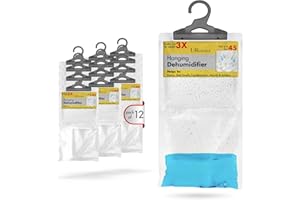UR CHOICE Wardrobe Dehumidifier Hanging Bags Pack of 12 Disposable Moisture Absorber Damp and Condensation Traps for Home Bedroom Bathroom Kitchen and Wardrobe