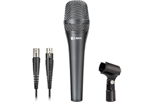 CAROL AC-910 XLR Wired Vocal Microphone – Dynamic Cardioid Mic with Dual-Engine AHNC Noise Cancelling Tech for Professional Singing, Karaoke, Stage & Studio, Includes Mic Clip, 4.5m XLR Cable