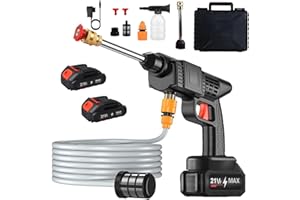 JIMACRO Bezprzewodowa myjka wysokociśnieniowa z akumulatorem 21 V, przenośna myjka wysokociśnieniowa z wężem 5 m, mobilna myjka wysokociśnieniowa do mycia i nawadniania