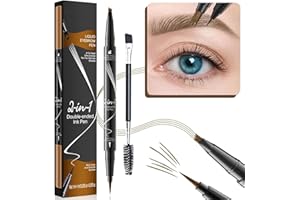 YILLTOY 2 Stück Augenbrauenstift Wasserfest, 2-in-1 Dual-Ended Microblading Augenbrauenstift, Wischfest Eyebrow Pencil Kann Leicht Natürliche Augenbrauenfarbe(2 Stück Hellbraun)