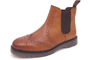 Frank James Warkton Mens Leather Brogue Pull On Dealer Chelsea Boots