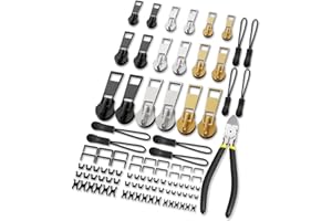 WAVEBEEXS Curseur Fermeture Eclair, 99 pcs Tirette Fermeture Eclair, Reparation Fermeture Eclair, Tirette Fermeture Eclair Remplacement, Attache Fermeture éclair pour Manteaux/Bagage/Valise (3 tailles: #3/5/8)
