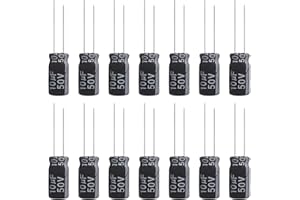 ALLECIN Condensadores Electroliticos 10uF 50V Condensador Electrolitico de Aluminio 10μF 50Voltios 5x11MM Electrolytic Capacitor 10 uF MFD 105°C (Paquete de 15 Piezas)