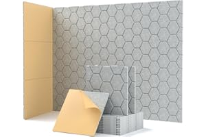 Soundsbay Soundproofing Panels, Self-Adhesive Sound Proof Panels for Walls, 12 Pack High Density Honeycomb Sound Proofing Panels for Recording Studios, Office, Live Streaming Decorative 30x30x0.9cm